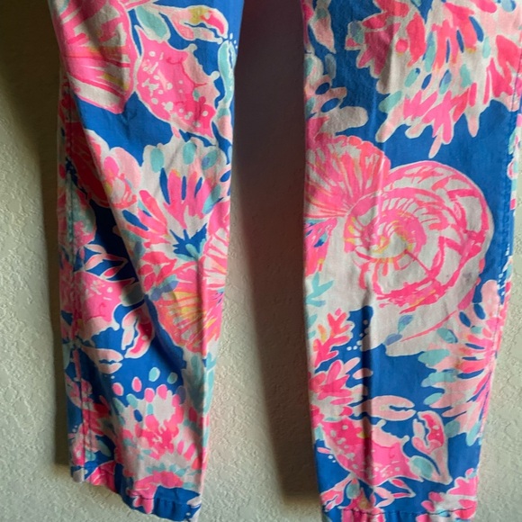Lilly Pulitzer Sadie Bennet Blue Day Dreamin Crop Chino Stretch Tropical Pants00 - Picture 10 of 13